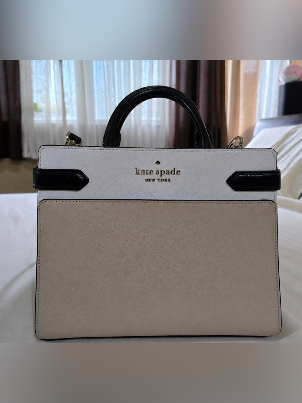 kate spade Cream and Black Structured Satchel
